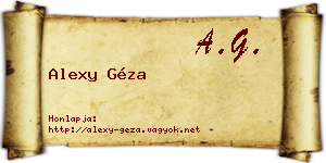 Alexy Géza névjegykártya