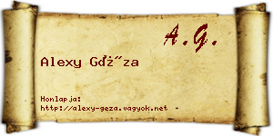 Alexy Géza névjegykártya